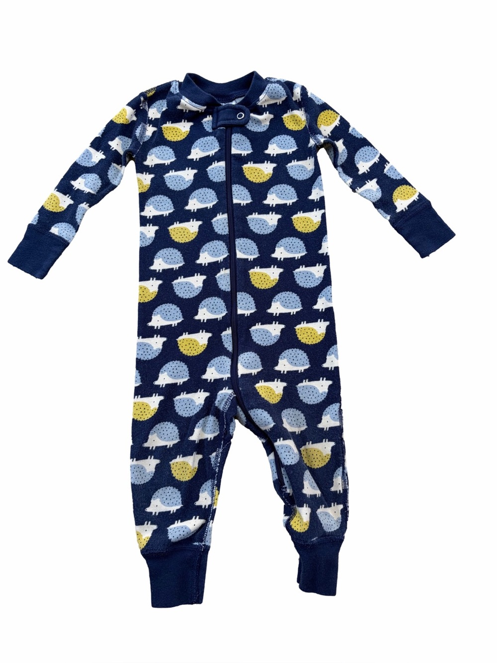 Hanna Andersson Size 75, 12-18 Months Blue Hedgehog Full Zip Sleeper Pajamas